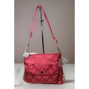 NWT Coach Kyra Nylon Signature Flap Crossbody Bag F16550 Hibiscus w/Flower Charm